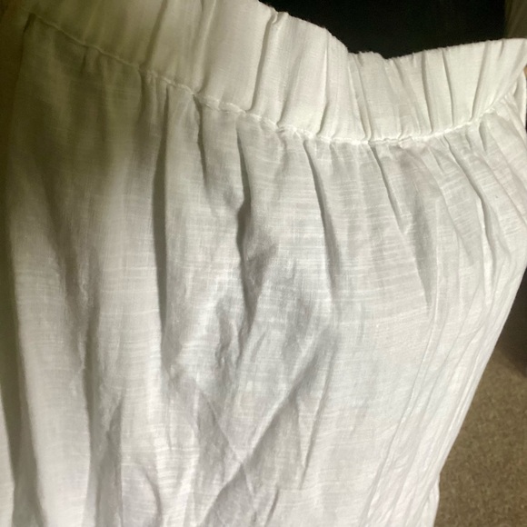L Talbots White Linen Lace Hem Elastic Waist Maxi Skirt Battenburg White Eyelet - Picture 3 of 8